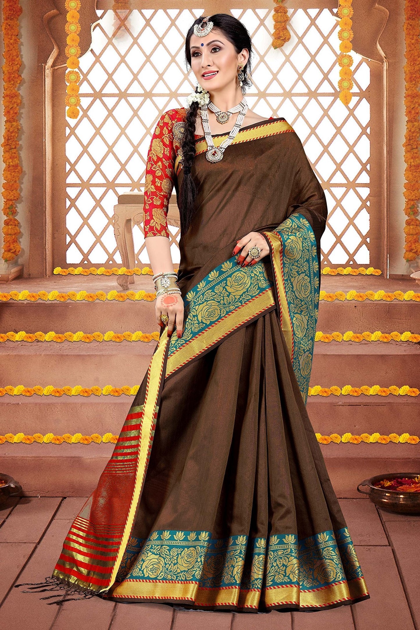 elina-fashion-sarees-women-cotton-silk-woven-saree-l-indian-wedding-gift-sari-unstitched-blouse-2