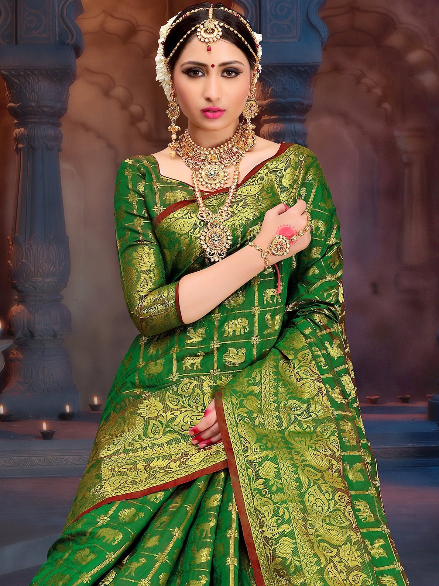 elina-fashion-sarees-for-women-patola-art-silk-woven-work-saree-l-indian-wedding-ethnic-sari-with-blouse-piece-green-1