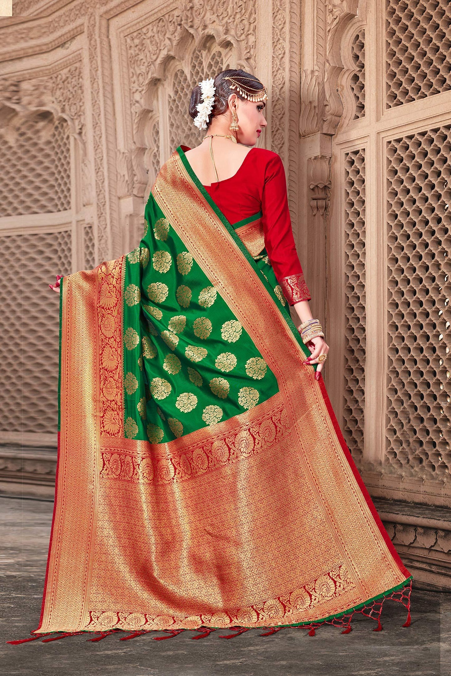 sarees-for-women-banarasi-art-silk-woven-sari-l-indian-wedding-traditional-wear-sarees-and-blouse-green