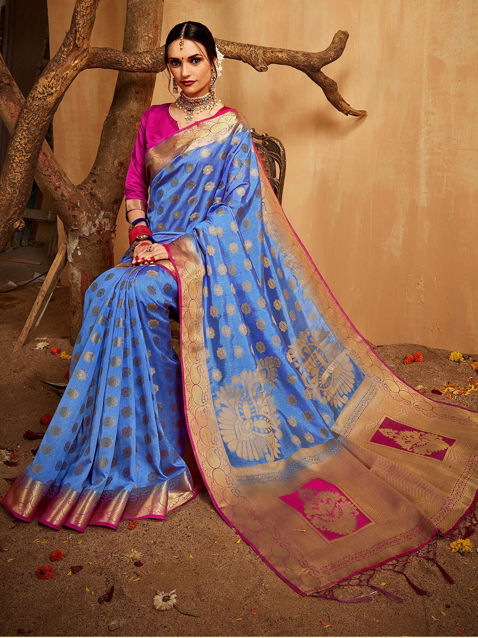 sarees-for-women-banarasi-art-silk-woven-saree-l-indian-wedding-gift-sari-with-unstitched-blouse-blue