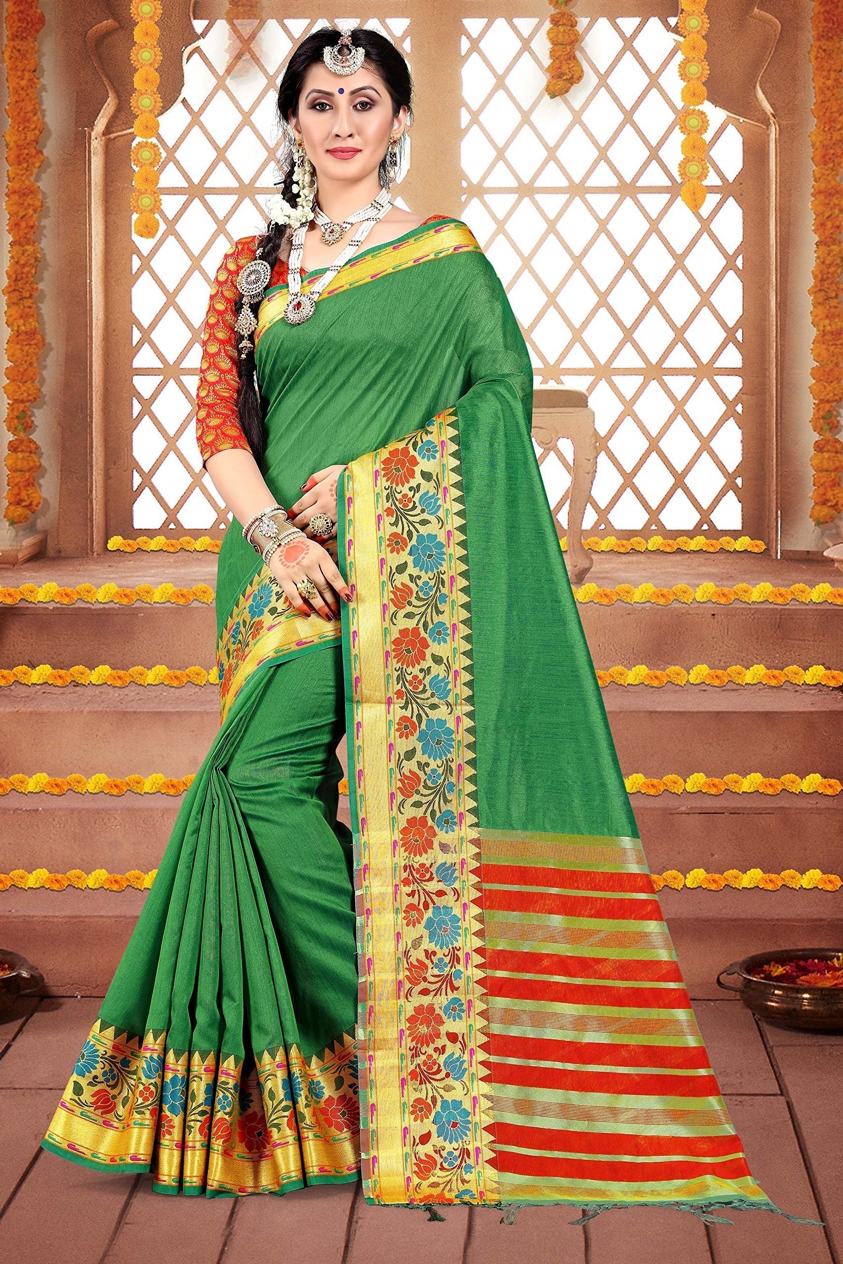 elina-fashion-sarees-women-cotton-silk-woven-saree-l-indian-wedding-gift-sari-unstitched-blouse-4