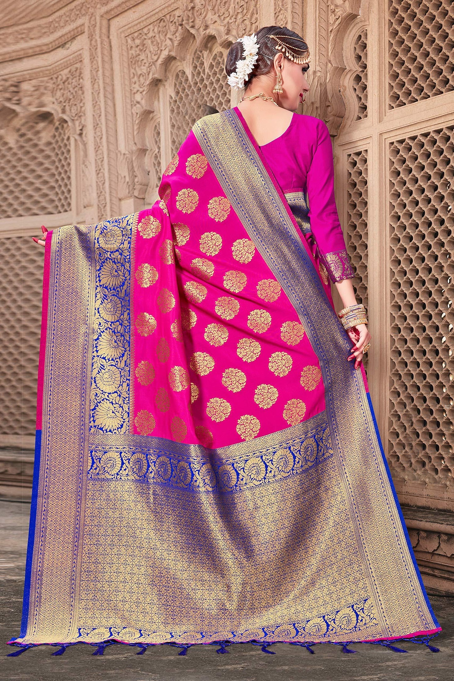 sarees-for-women-banarasi-art-silk-woven-saree-l-indian-wedding-traditional-wear-sari-and-blouse