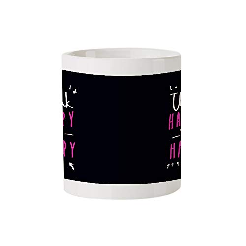 Think Happy and be Happy Designed Black Magic Coffee Mug(330 ml - Design Appears with hot Fluid)