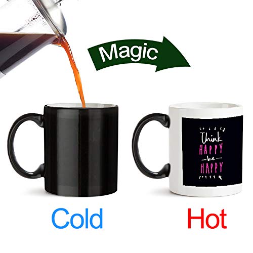 Think Happy and be Happy Designed Black Magic Coffee Mug(330 ml - Design Appears with hot Fluid)