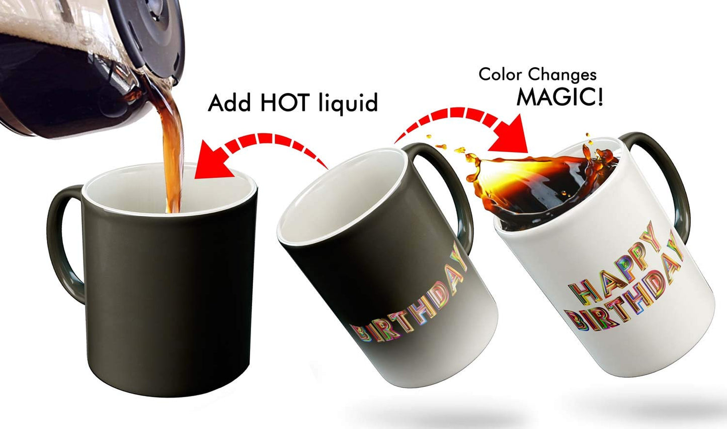 Happy Birthday Creative Color Changing Coffee Magic Mug