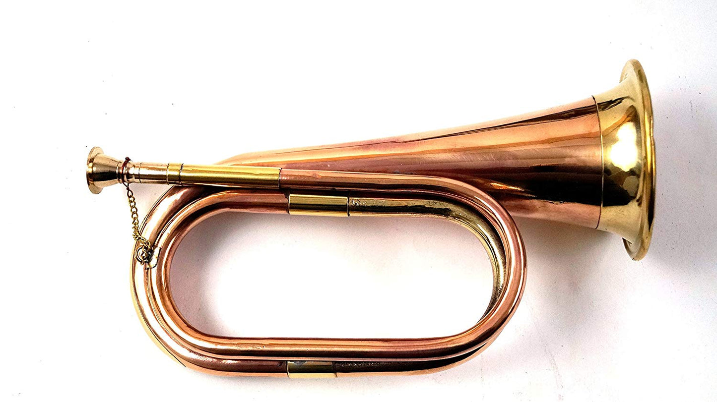 Real Full Size Pure Brass Bugle To Play Brown