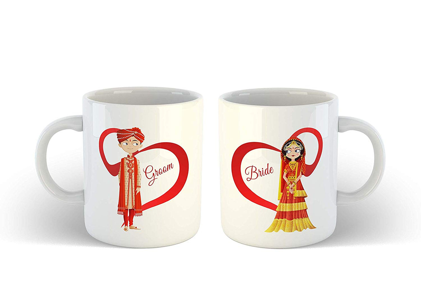 Couple Coffee Mugs Set of 2 -Traditional Bride Groom Funny Printed