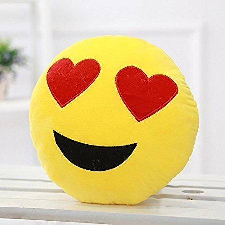 Heart Eye Smiley Thick Plush Pillow Round Cushion Pillow Stuffed /Gift for Kids/for Birthday Gift