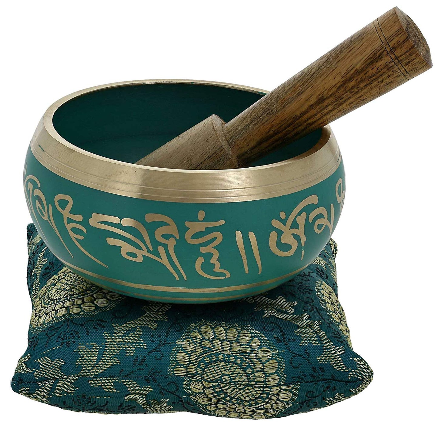 Meditation Singing Bowl Buddhist Art Green Tibetan DÃ©cor 4 Inch