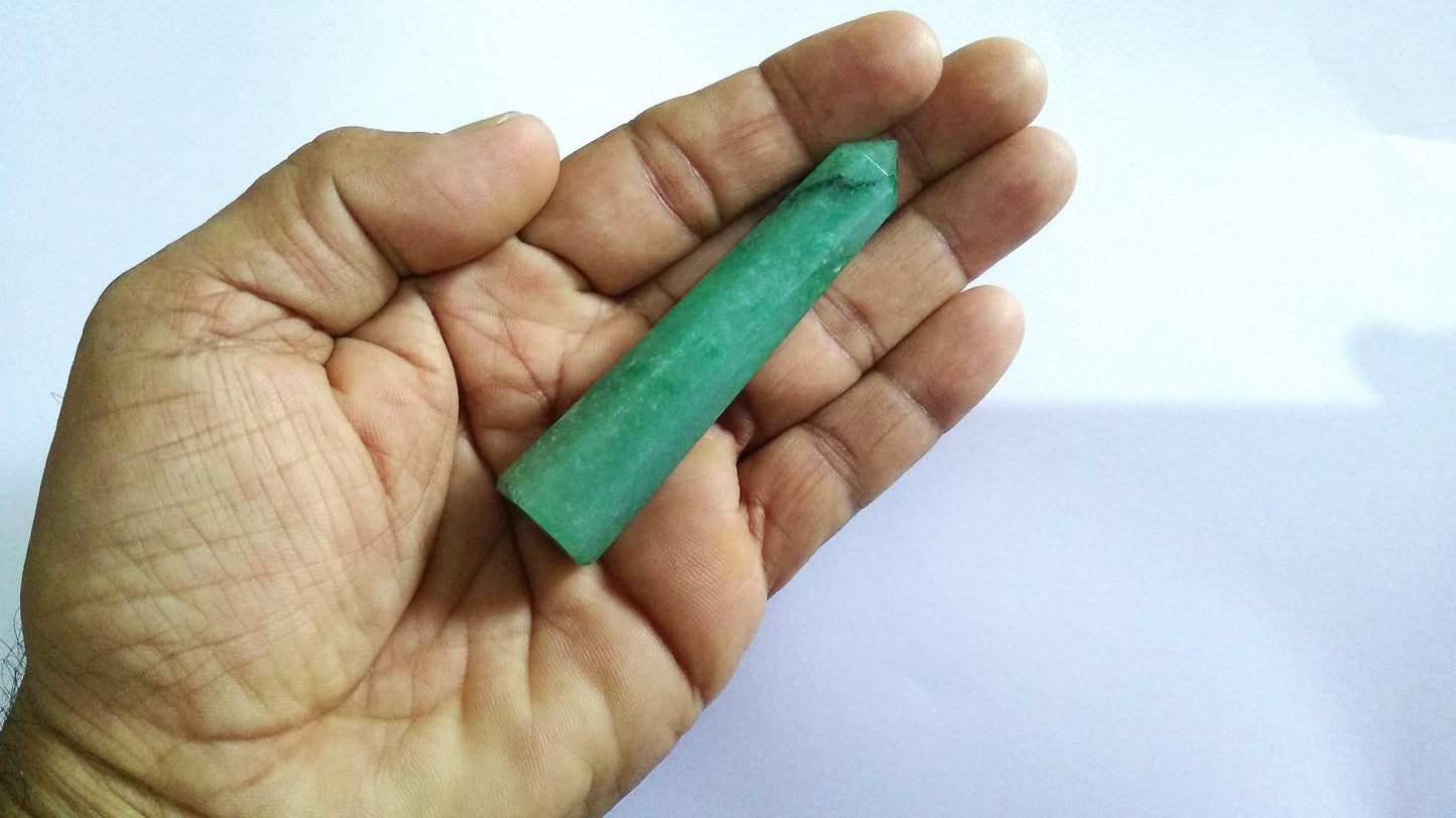 Gemstones Green Aventurine Obelisk Tower Jumbo Facet Aura Rock Crystal Natural Polished Earth Wand Spirit