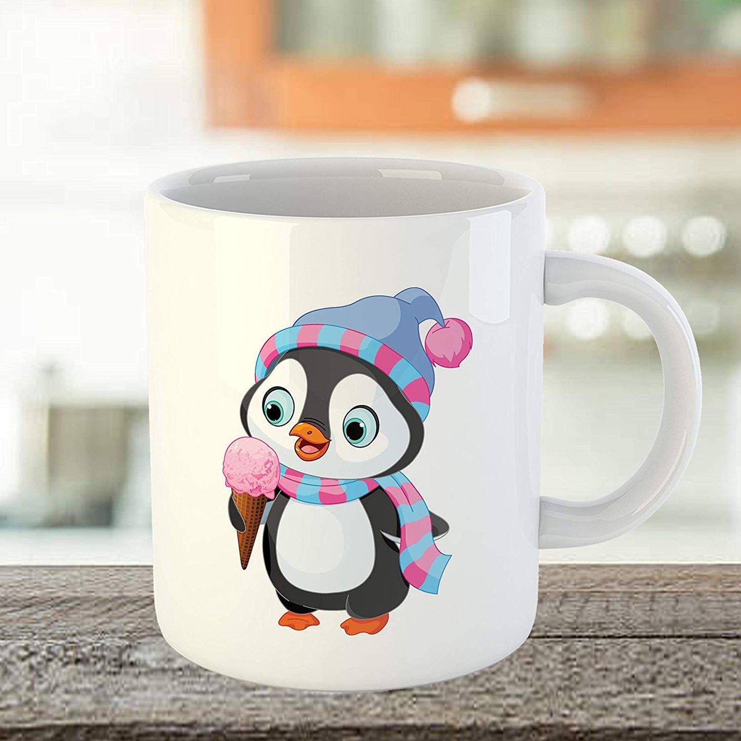 Penguin Printed Ceramic Coffee Mug Set, 11 oz (White) -Combo Pack of 2