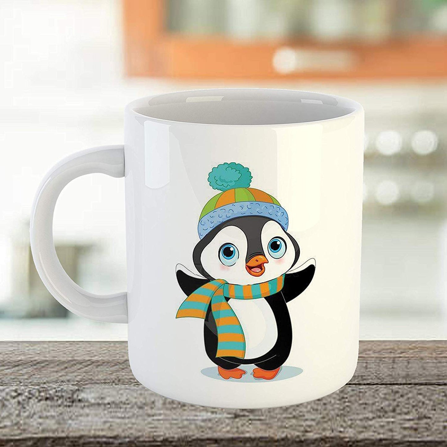Penguin Printed Ceramic Coffee Mug Set, 11 oz (White) -Combo Pack of 2