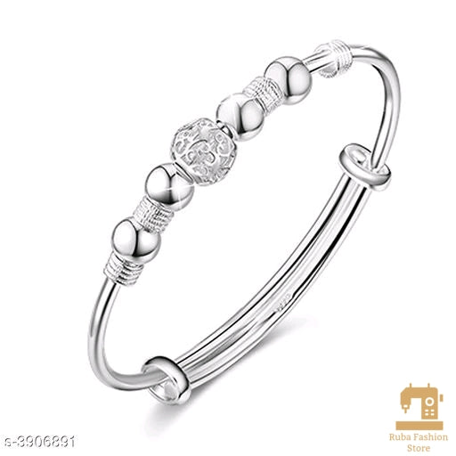 Silver ball adjustable braclet