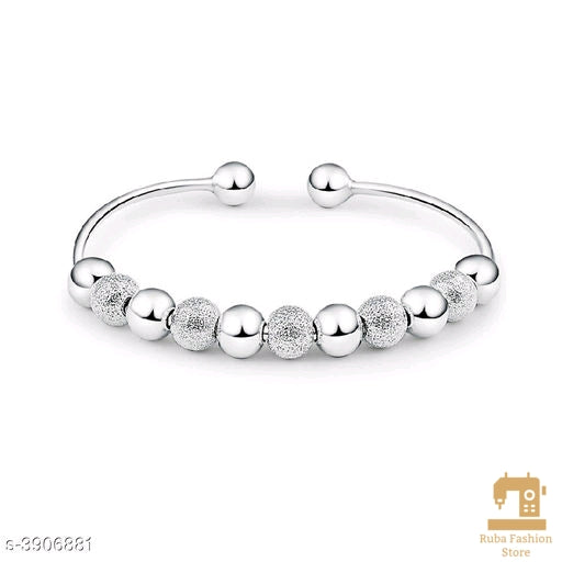 Silver ball adjustable braclet