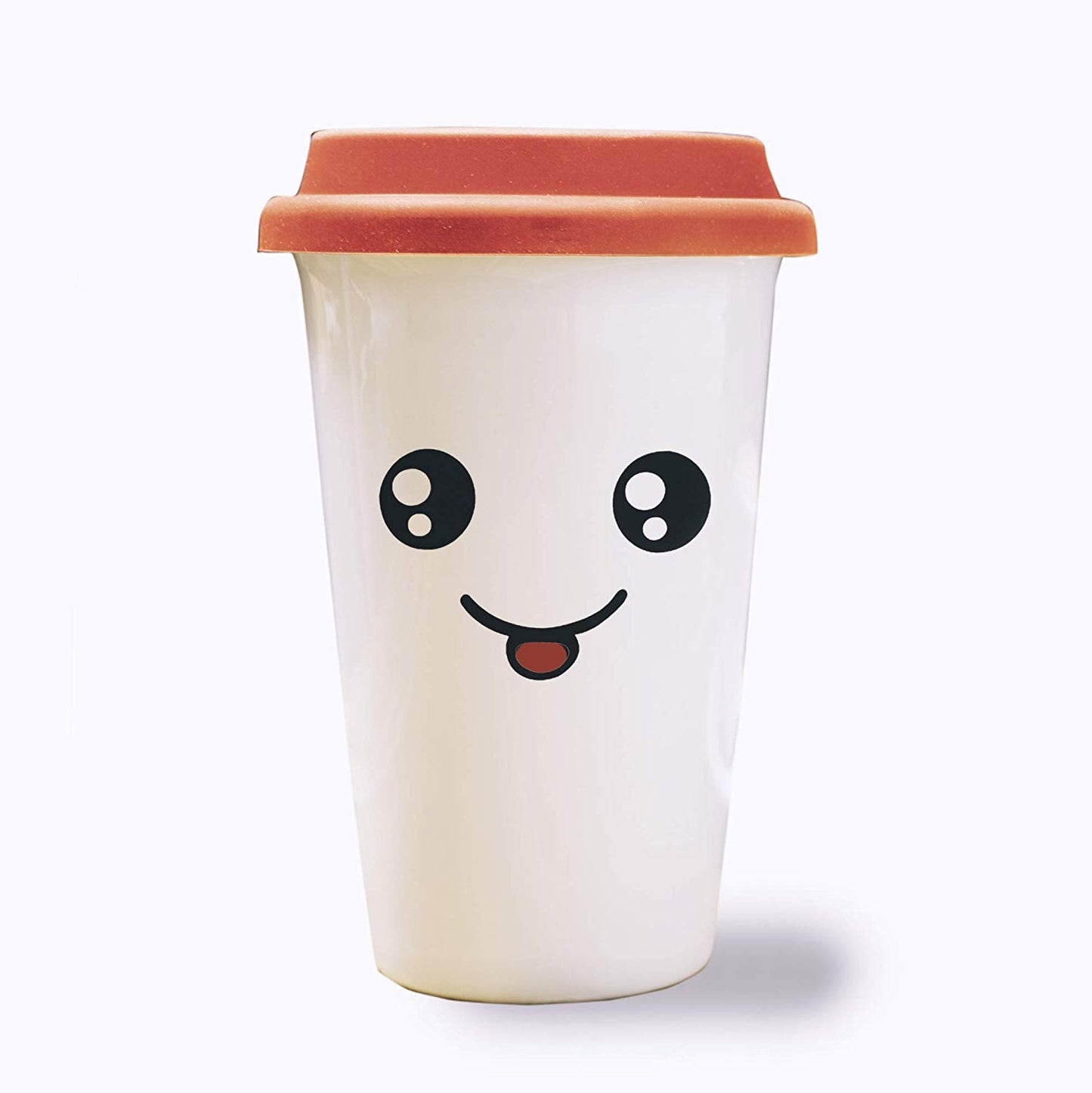 Laughing Face Expression Travel Mug Coffee Tumbler 12oz Design 2â€“ White