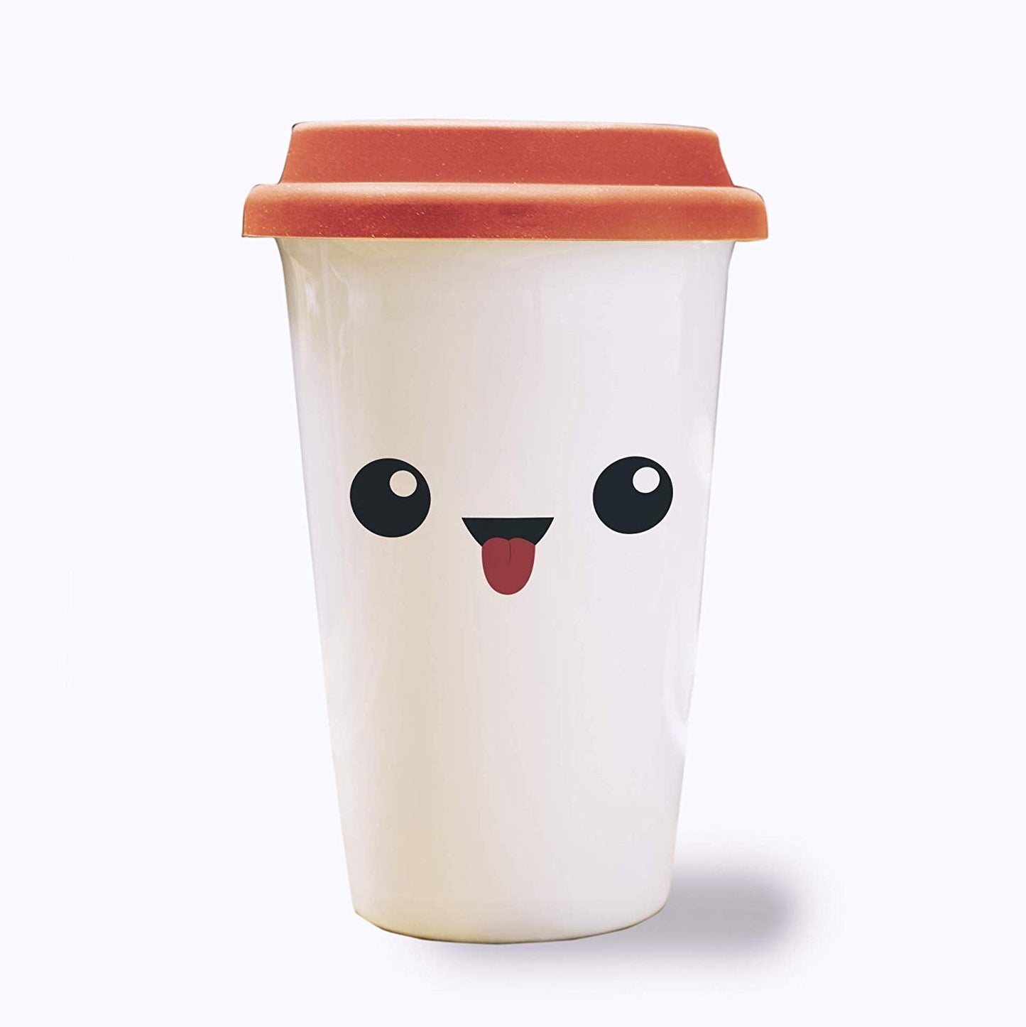 Laughing Face Expression Travel Mug Coffee Tumbler 12oz Design 6â€“ White