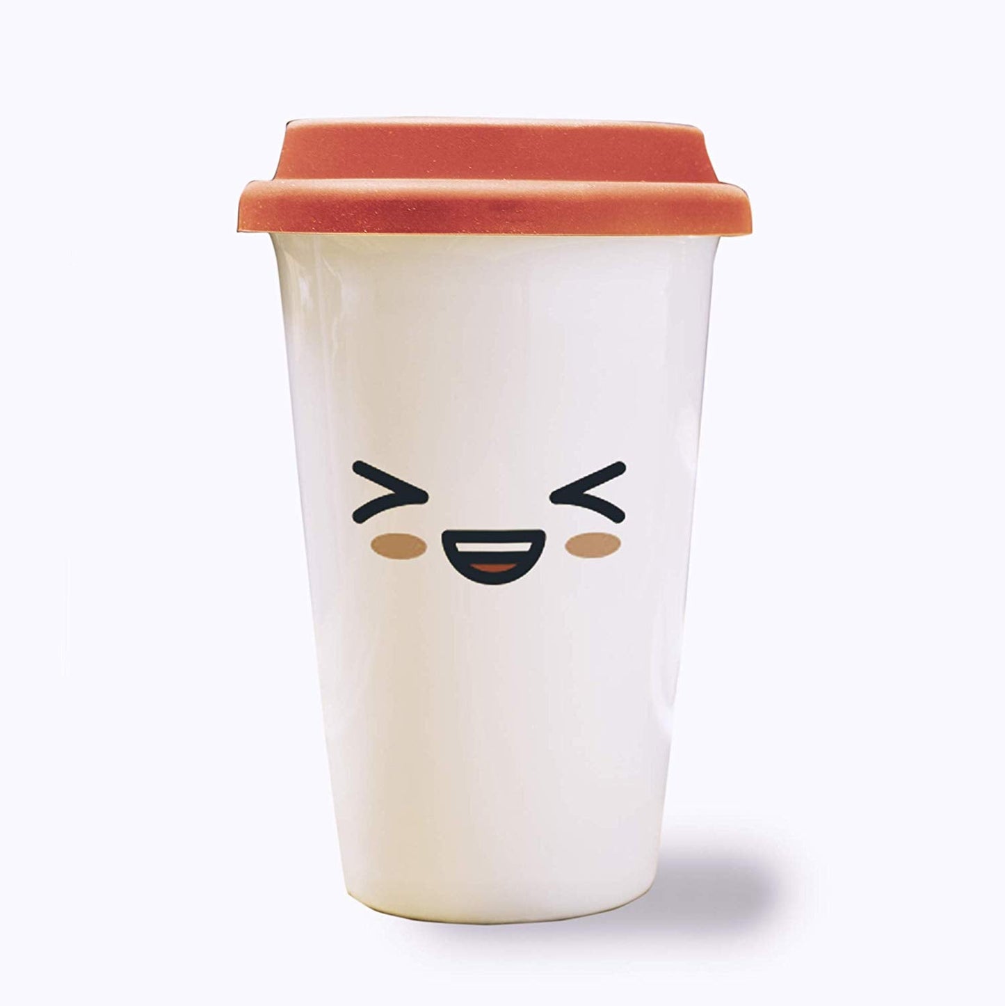 Laughing Face Expression Travel Mug Coffee Tumbler 12oz Design 7â€“ White