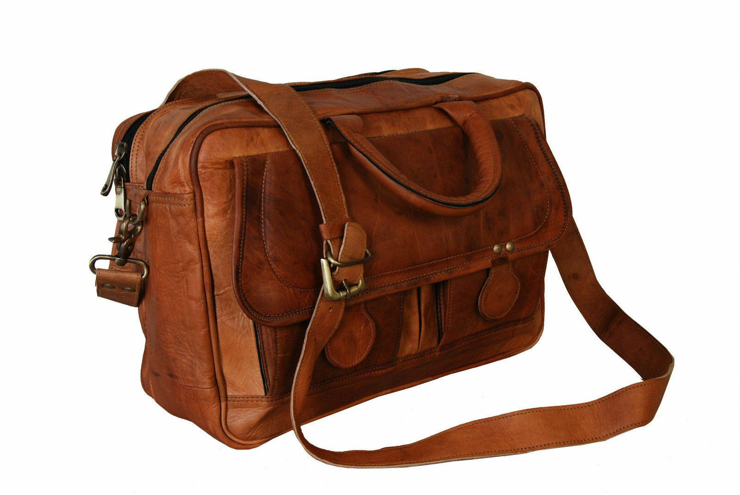 Men's Office Vintage Leather Messenger Laptop Briefcase Satchel Man's Bag Brown