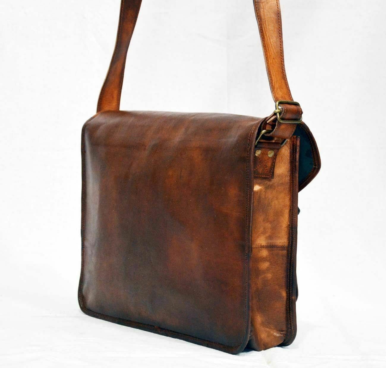 Vintage Handmade Leather Briefcase Business Laptop Attache Messenger Bag