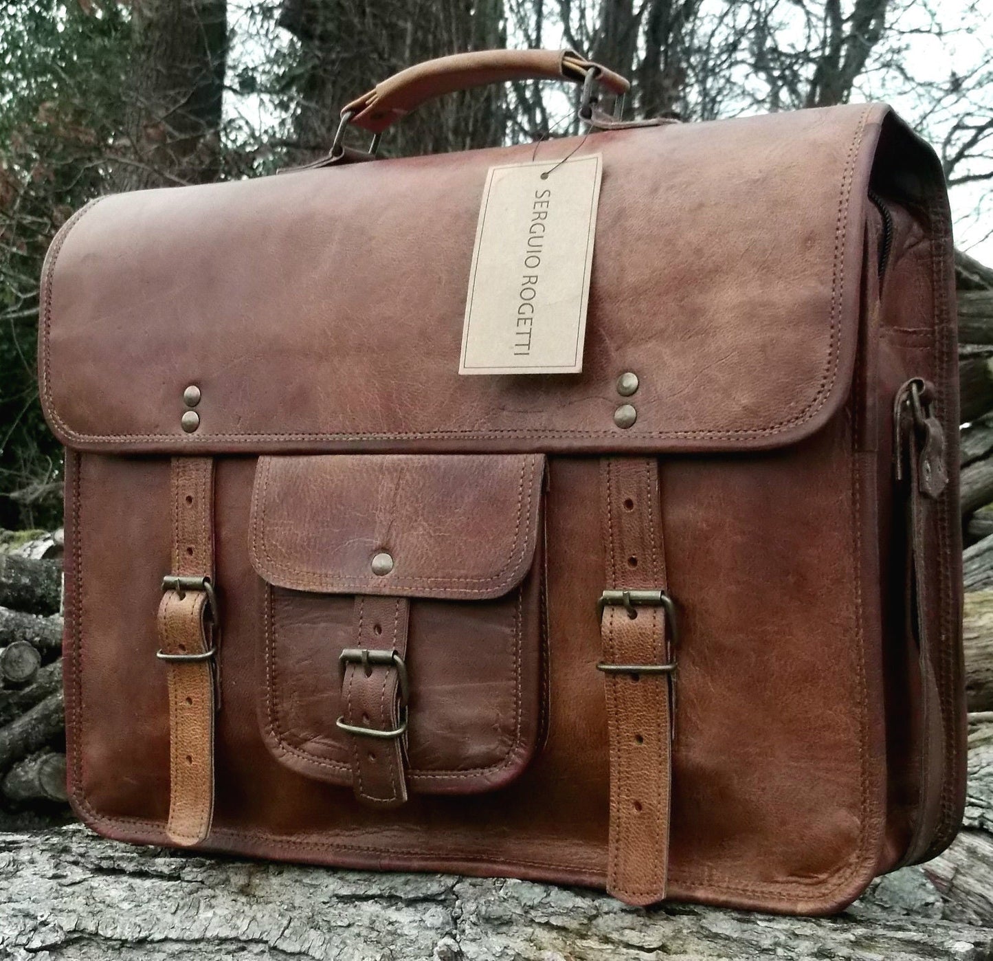 15 Inch leather laptop messenger briefcase bag for men and women