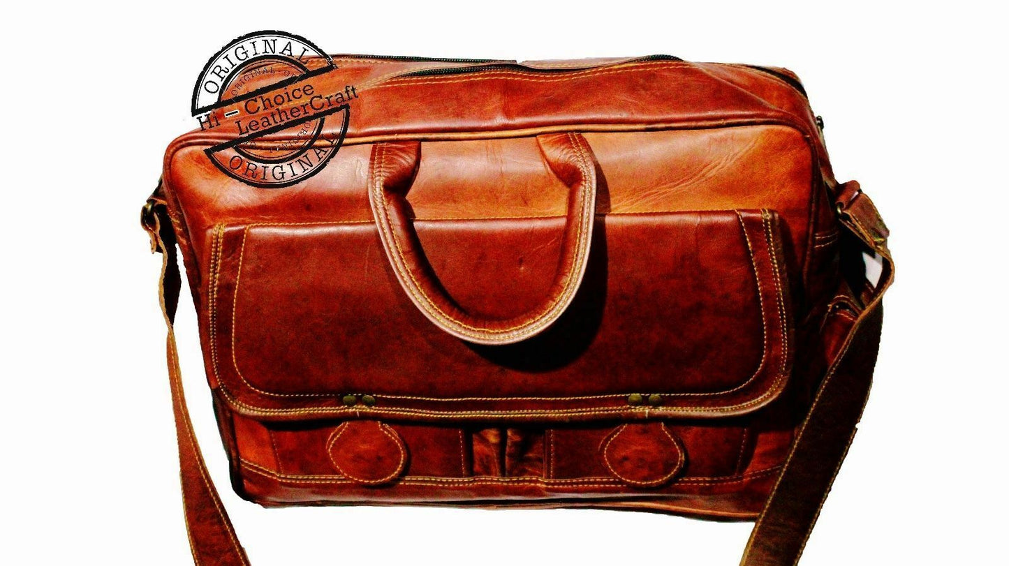 Office Men's Genuine Leather Vintage Laptop Messenger Briefcase Bag