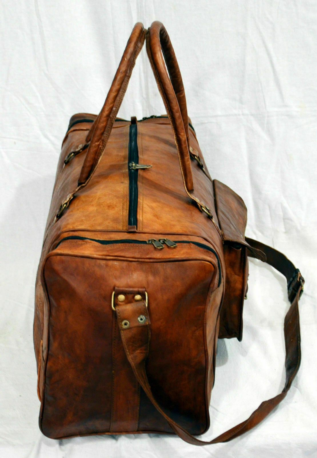 Men's Terrific Leather Vintage Duffel Luggage Weekend Overnight Travel Bag