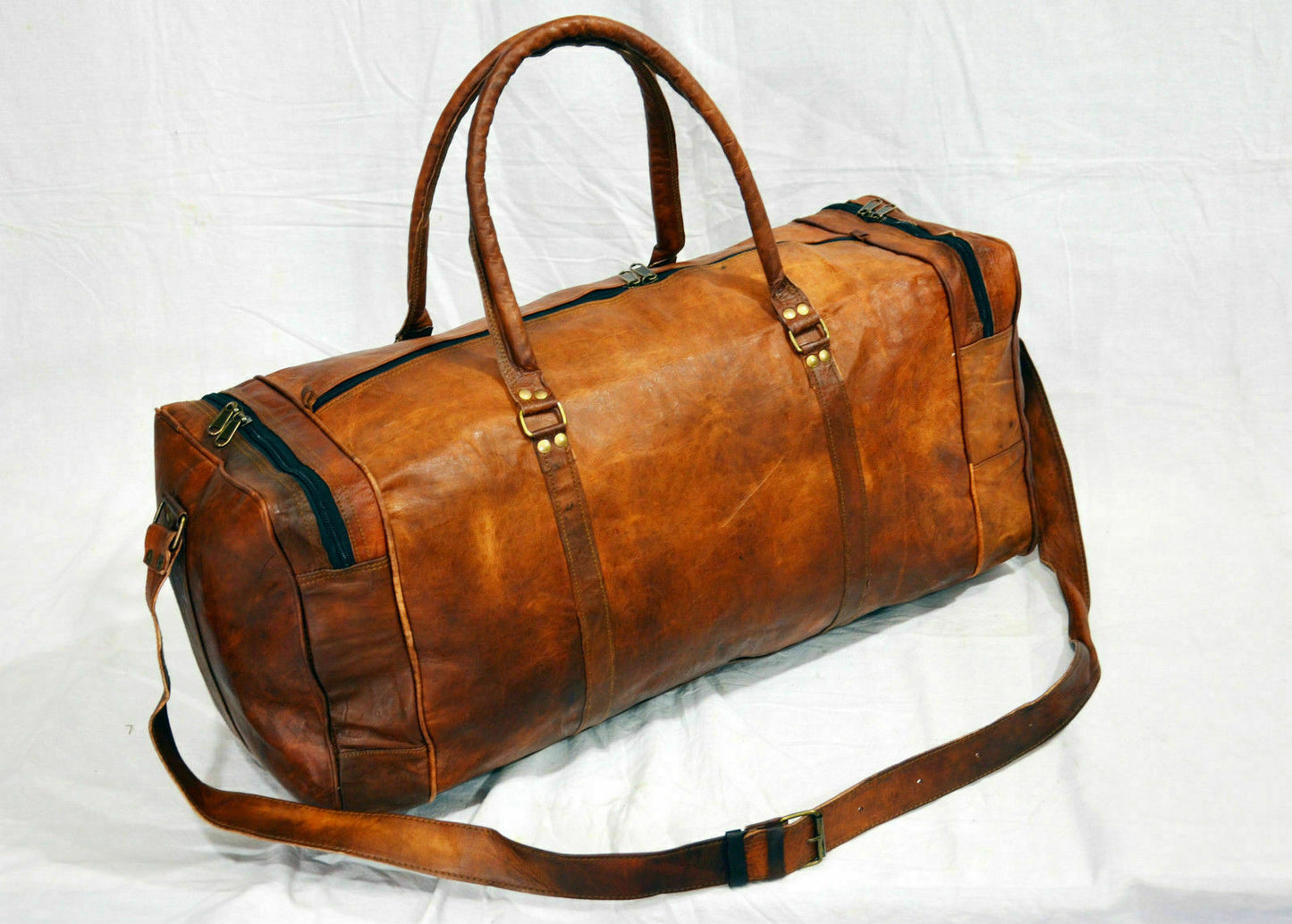 Men's Terrific Leather Vintage Duffel Luggage Weekend Overnight Travel Bag