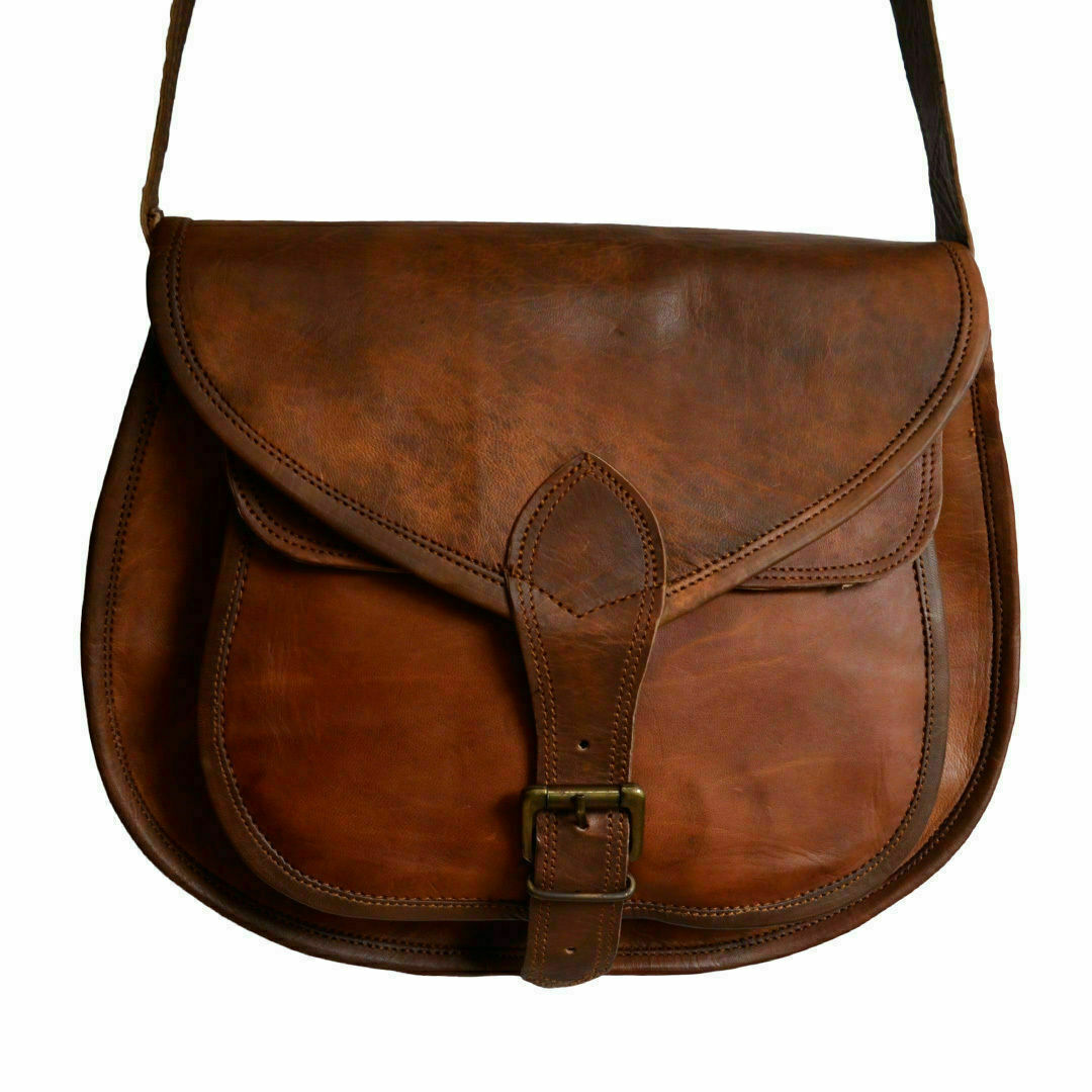 Women Vintage Brown Leather Messenger Cross Body Bag Handmade Hobo Purse