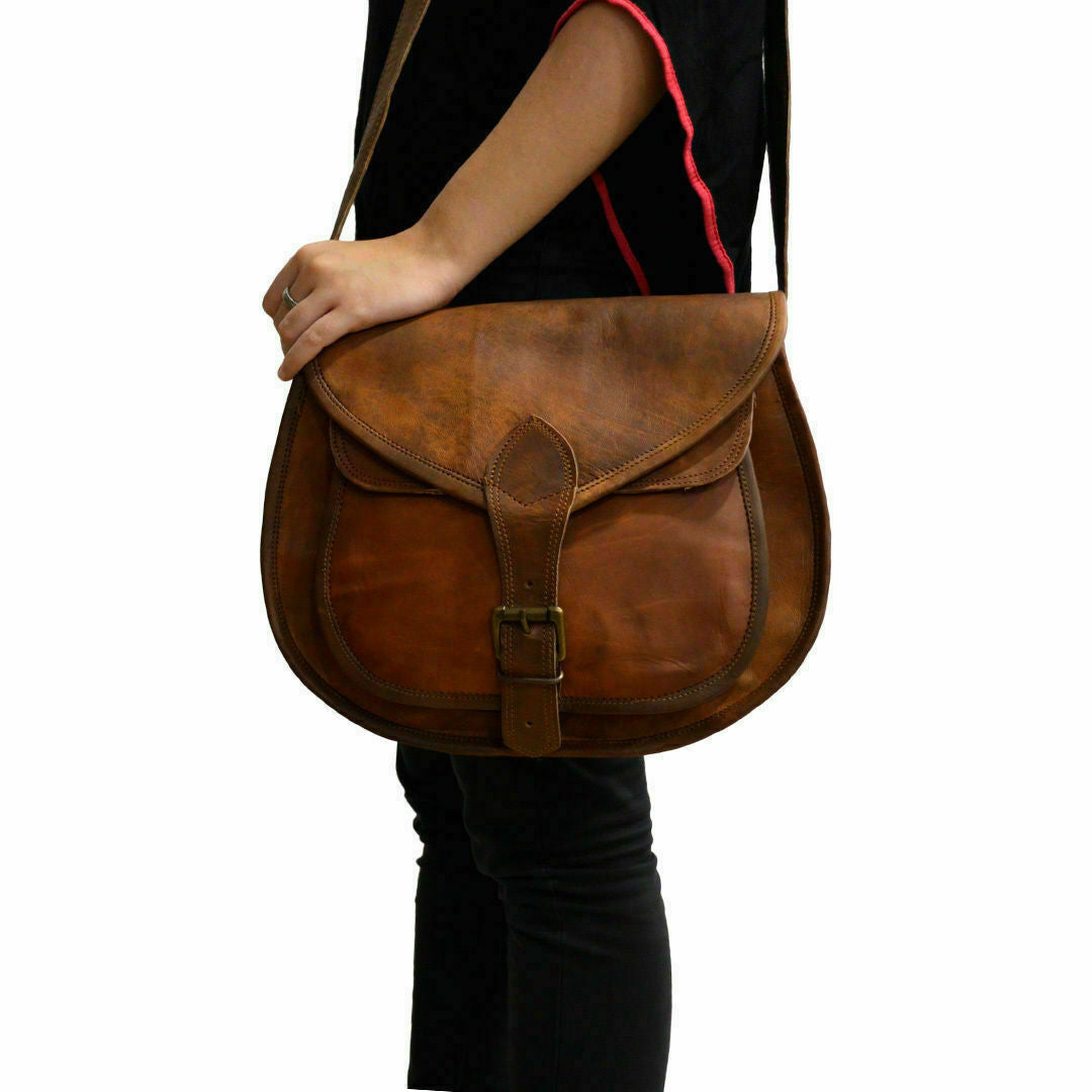 Women Vintage Brown Leather Messenger Cross Body Bag Handmade Hobo Purse