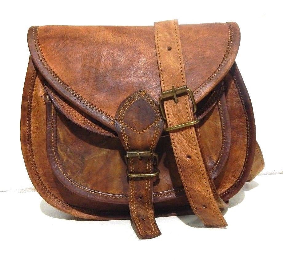 Genuine Handmade Vintage Real Leather Women Shoulder Sling Purse Bag Saddle