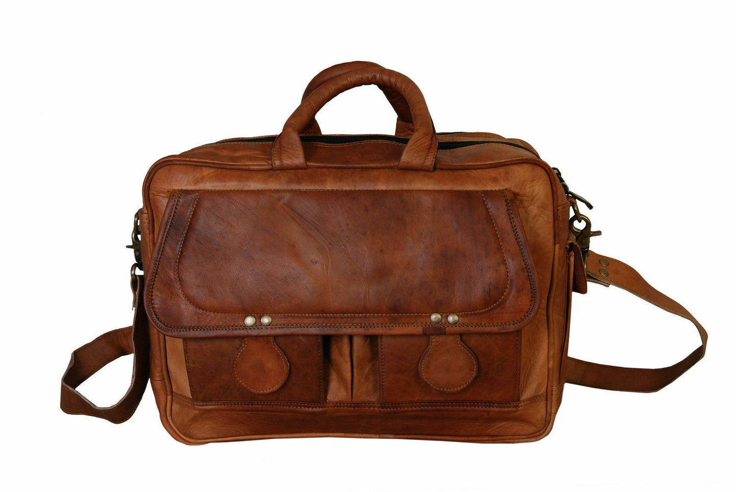 Men's Office Vintage Leather Messenger Laptop Briefcase Satchel Man's Bag Brown