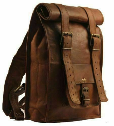 leather rucksack travel hiking backpack for traveler men and women